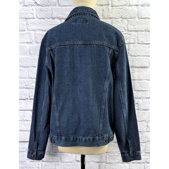 Dallas Mavericks Mavs Jean Jacket MEDIUM Embroidered Denim Trucker Dark Wash NBA - Picture 4 of 8